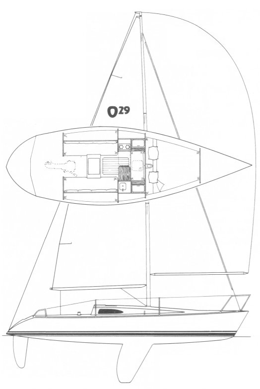 Olson 29 sailboat under sail