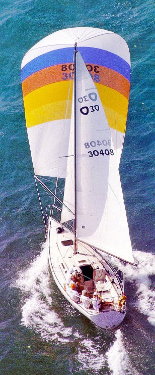Olson 30 sailboat under sail