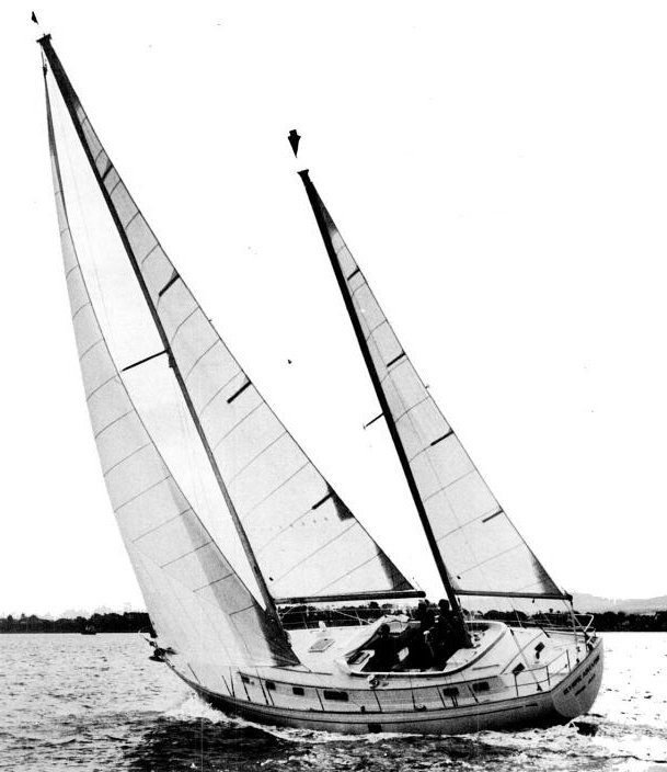 Olympic adventure 47 sailboat under sail