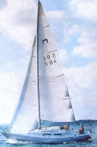 Omega 28 sailboat under sail