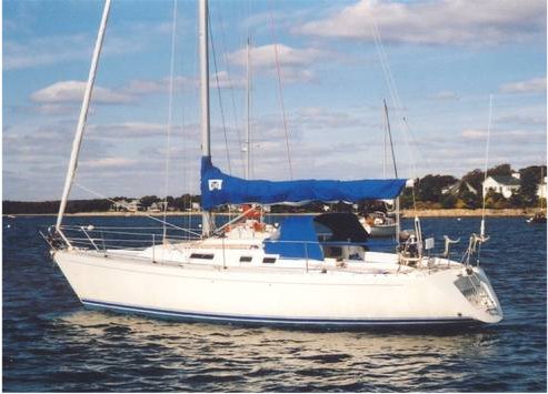 Omega 36 sailboat under sail