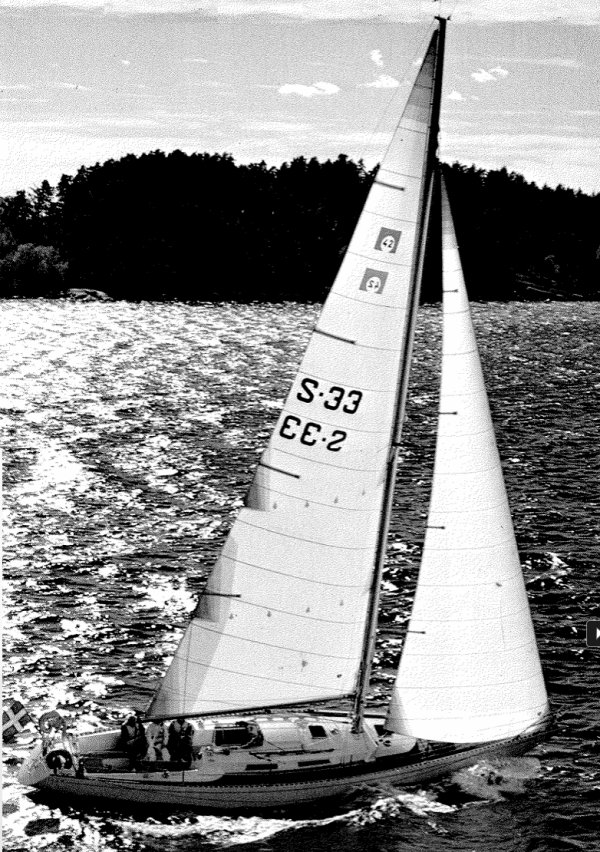 Omega 42 sailboat under sail