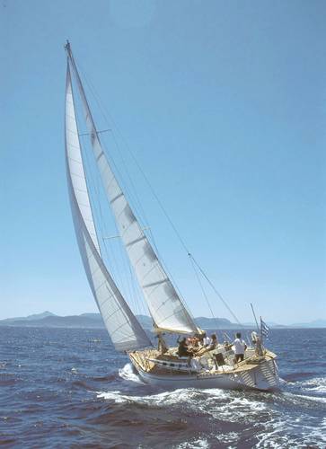 Omega 56 sailboat under sail