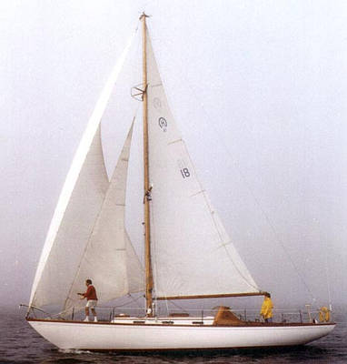 Owens cutter sailboat under sail