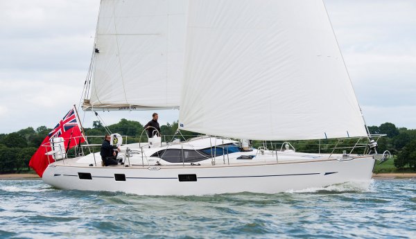 Oyster 475 sailboat under sail