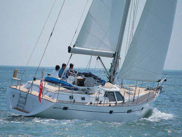 Oyster 485 sailboat under sail