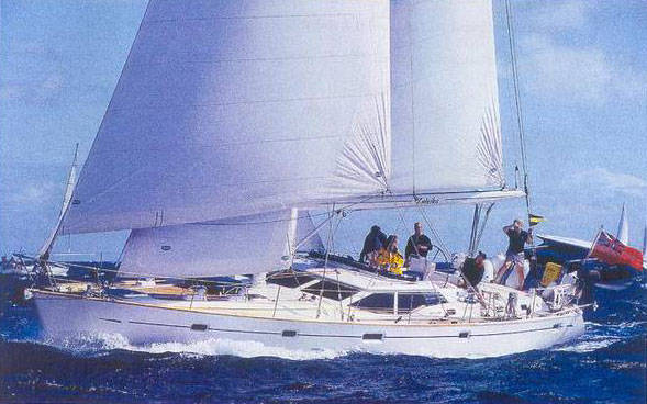 Oyster 56 sailboat under sail