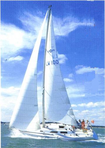 Oyster 395 lightwave sailboat under sail
