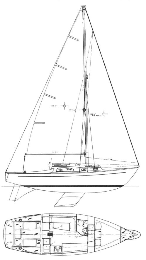 Paceship 32 tripp sailboat under sail