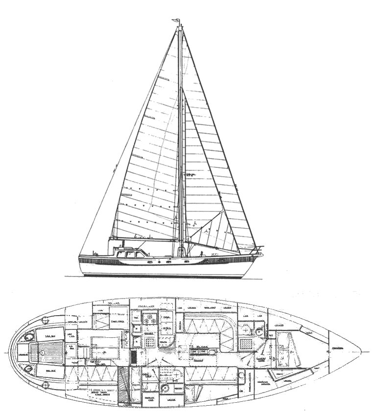 Oceanic 43 sailboat under sail