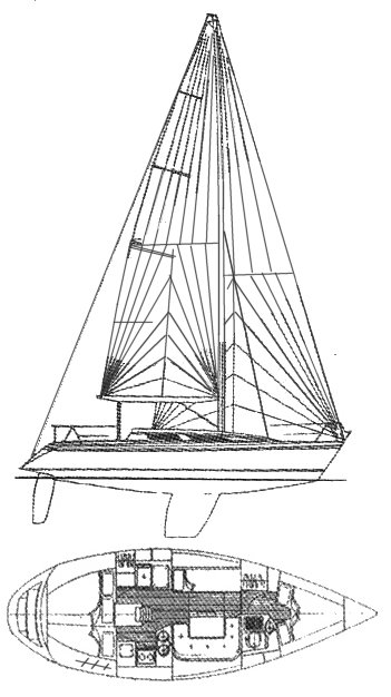 Pandora 34 sailboat under sail