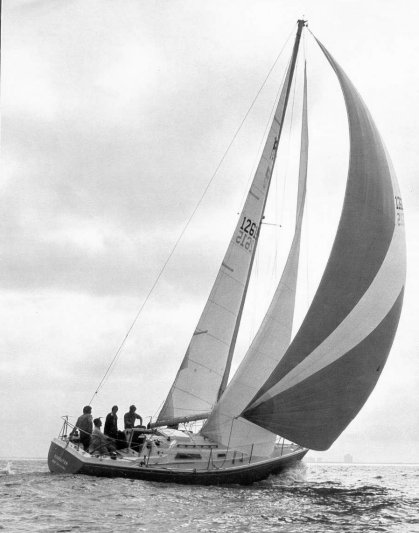 Pearson 10m sailboat under sail