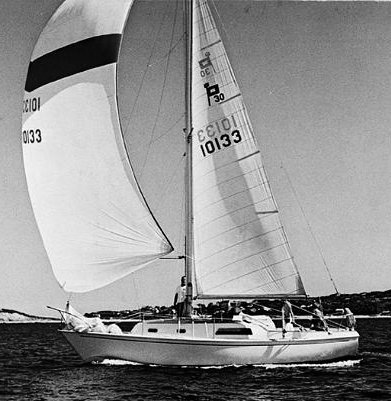Pearson 30 sailboat under sail