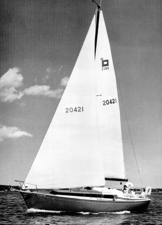 Pearson 323 sailboat under sail
