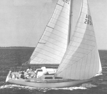 Pearson 33 sailboat under sail