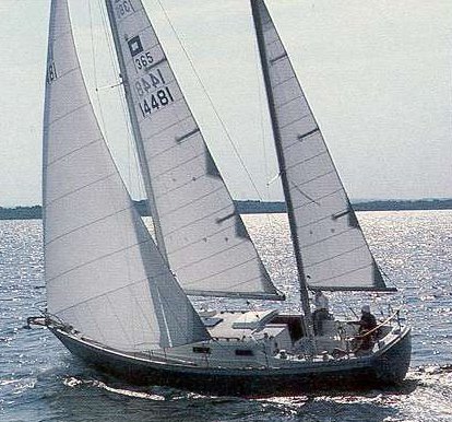 Pearson 365 sailboat under sail
