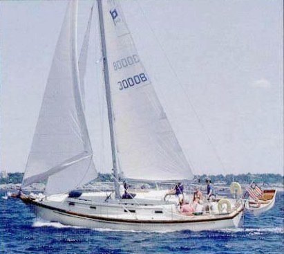 Pearson 36 cutter sailboat under sail