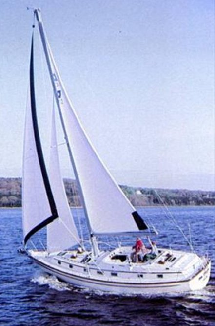Pearson 422 sailboat under sail