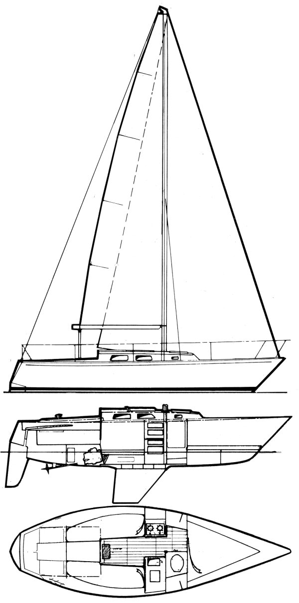 Peterson 25 14 ton sailboat under sail