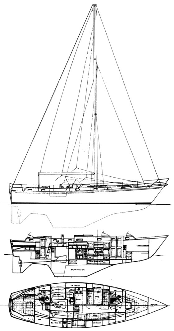 Peterson 44 cutter sailboat under sail