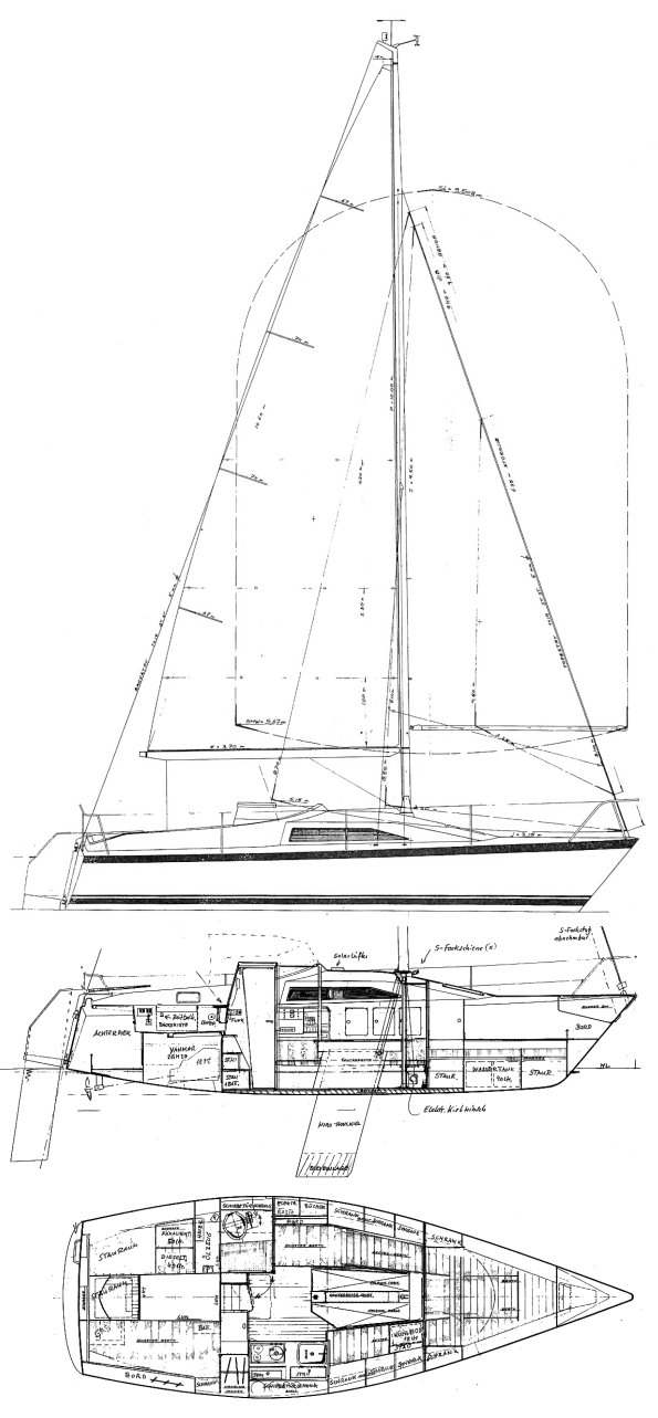 Pionier 830 sailboat under sail