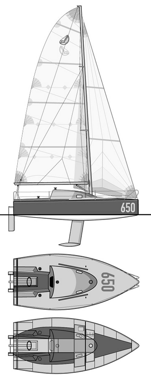 Pogo 650 sailboat under sail