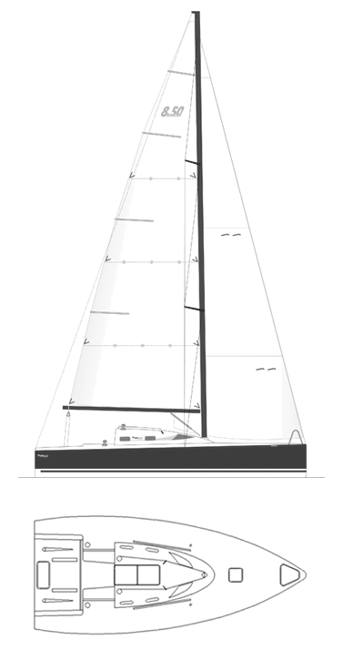 Pogo 850 sailboat under sail