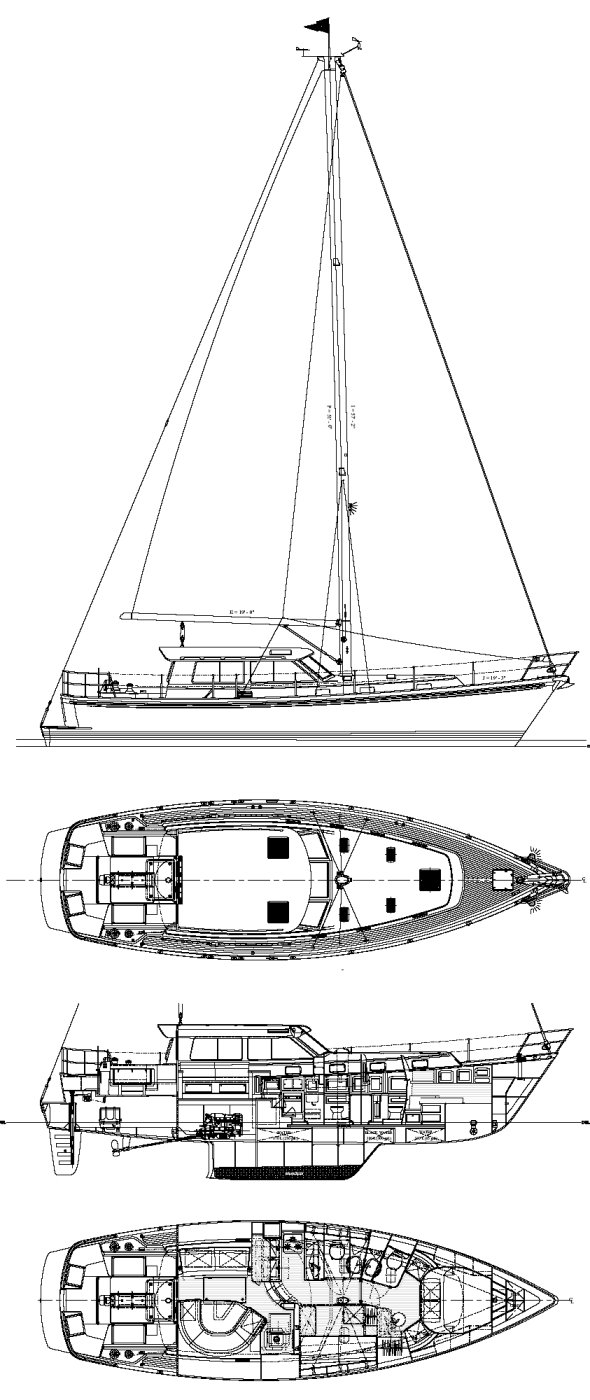 Portsmouth 48 sailboat under sail