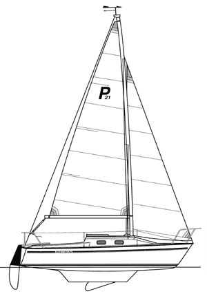 Precision 21 sailboat under sail