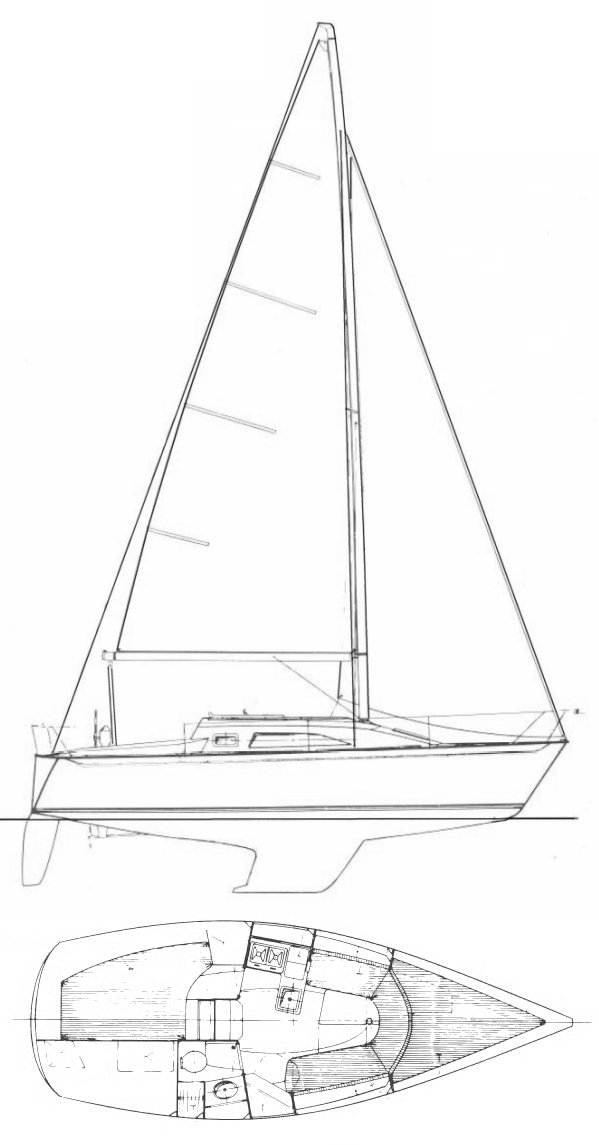 Precision 27 sailboat under sail