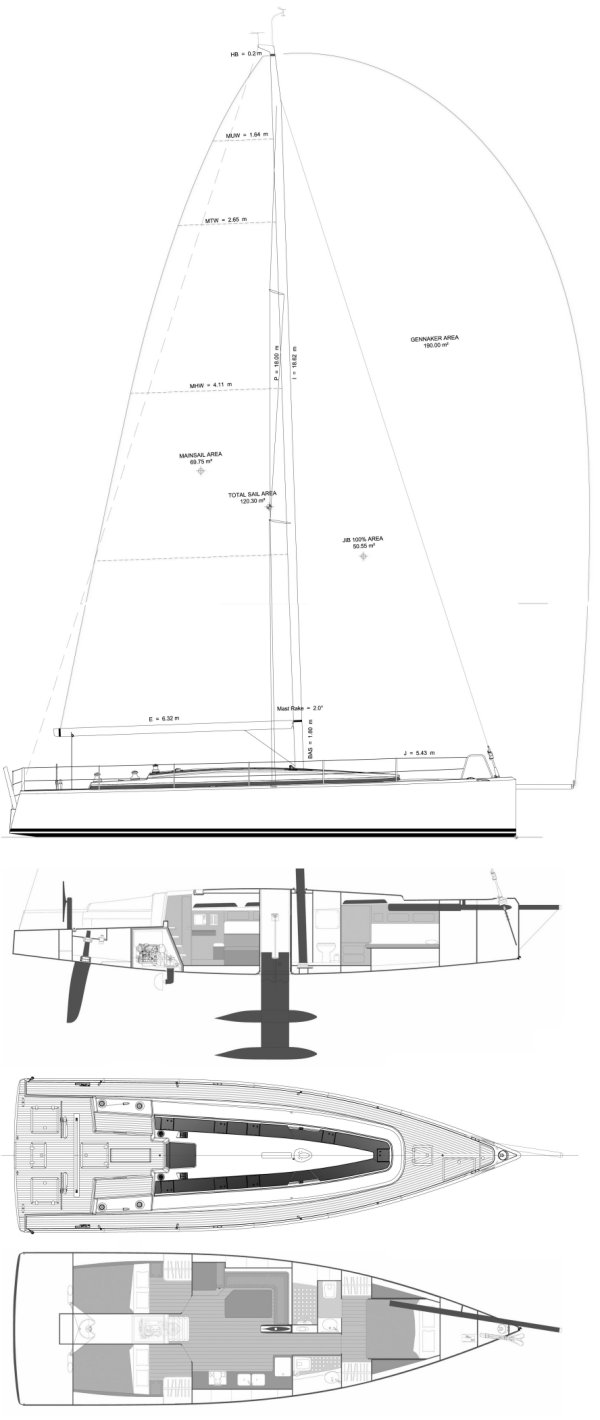 Premier 45 sailboat under sail