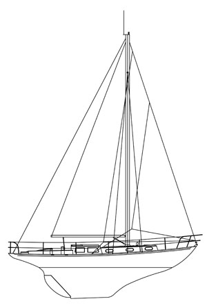 Prior 37 sailboat under sail