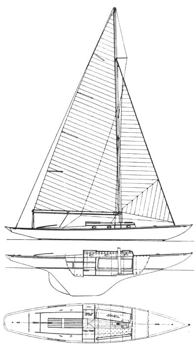 Rhodes 33 sailboat under sail