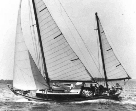 Rhodes 42 sailboat under sail