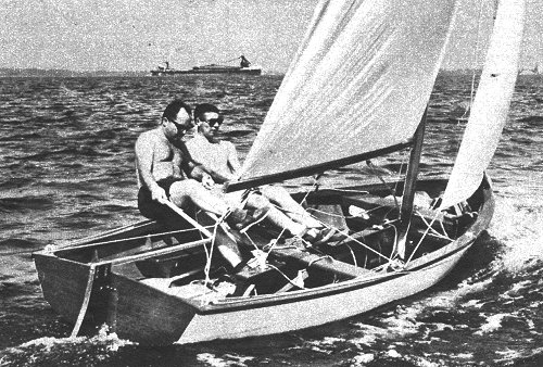 Rhodes bantam sailboat under sail