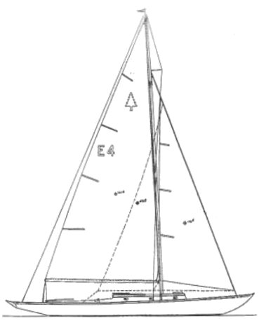 Evergreen rhodes sailboat under sail