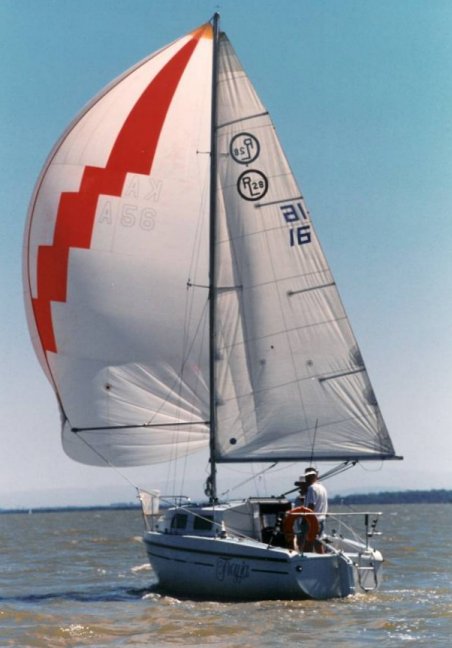 Rl 28 sailboat under sail