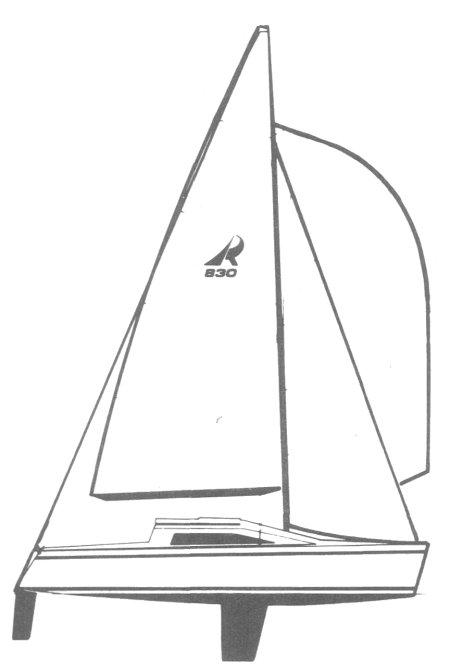 Ross 830 sailboat under sail
