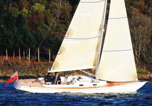 Rustler 33 sailboat under sail