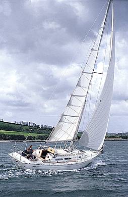 Rustler 36 sailboat under sail