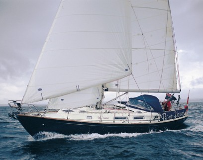 Rustler 42 sailboat under sail