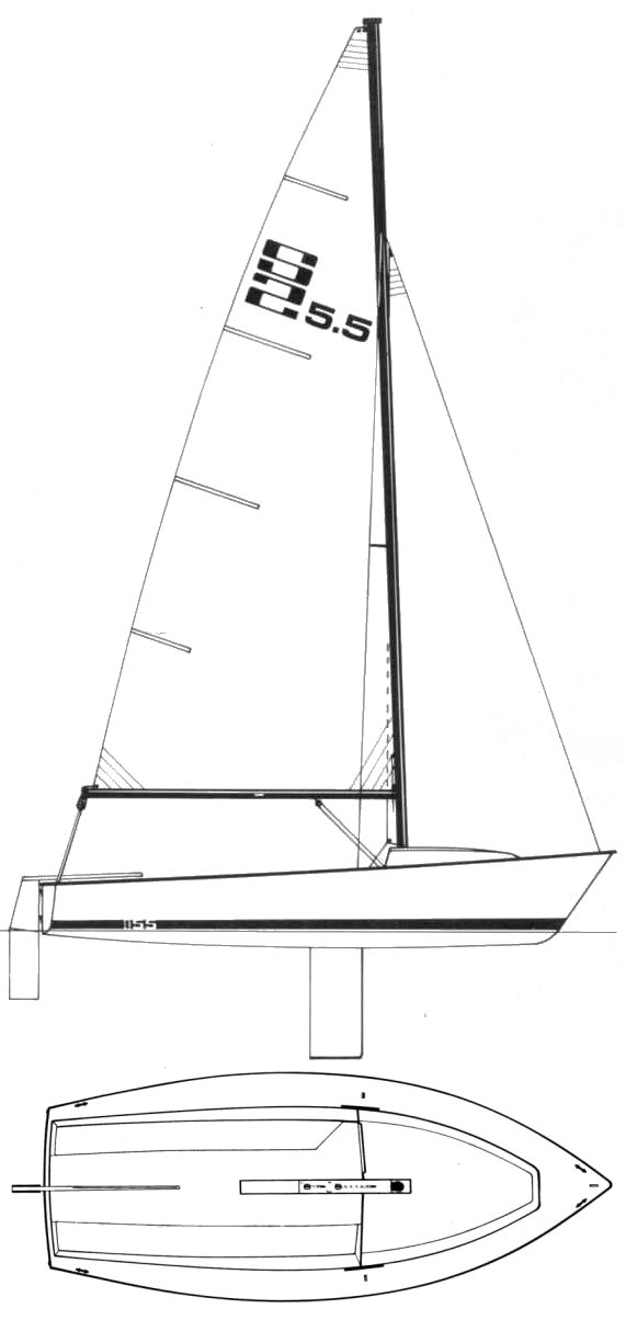 S2 55 sailboat under sail