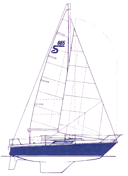 Sandstream 665 sailboat under sail