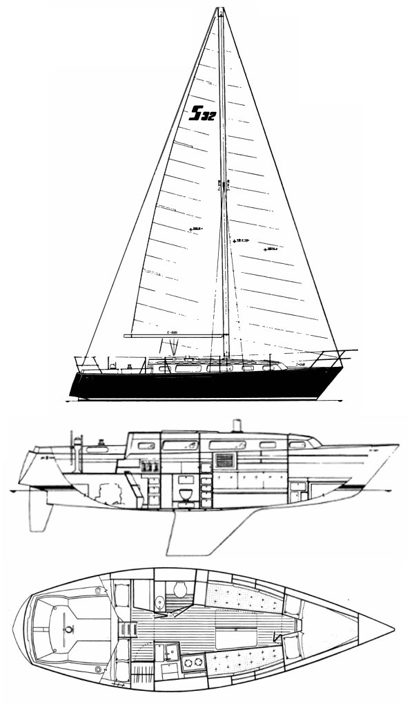 Sabre 32 tri cabin sailboat under sail