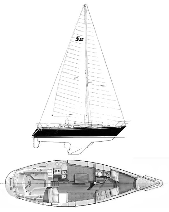 Sabre 36 sailboat under sail