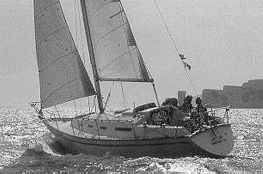 Sadler 34 sailboat under sail