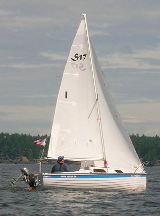 Sage 17 sailboat under sail