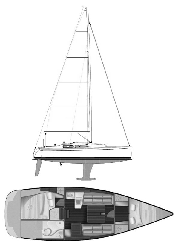 Salona 34 sailboat under sail