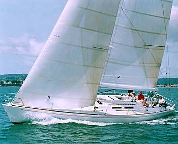 Santa cruz 52 sailboat under sail
