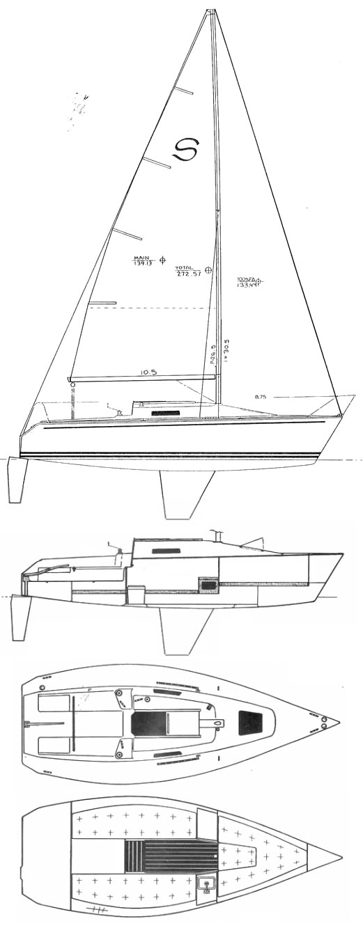 Santana 23 k sailboat under sail
